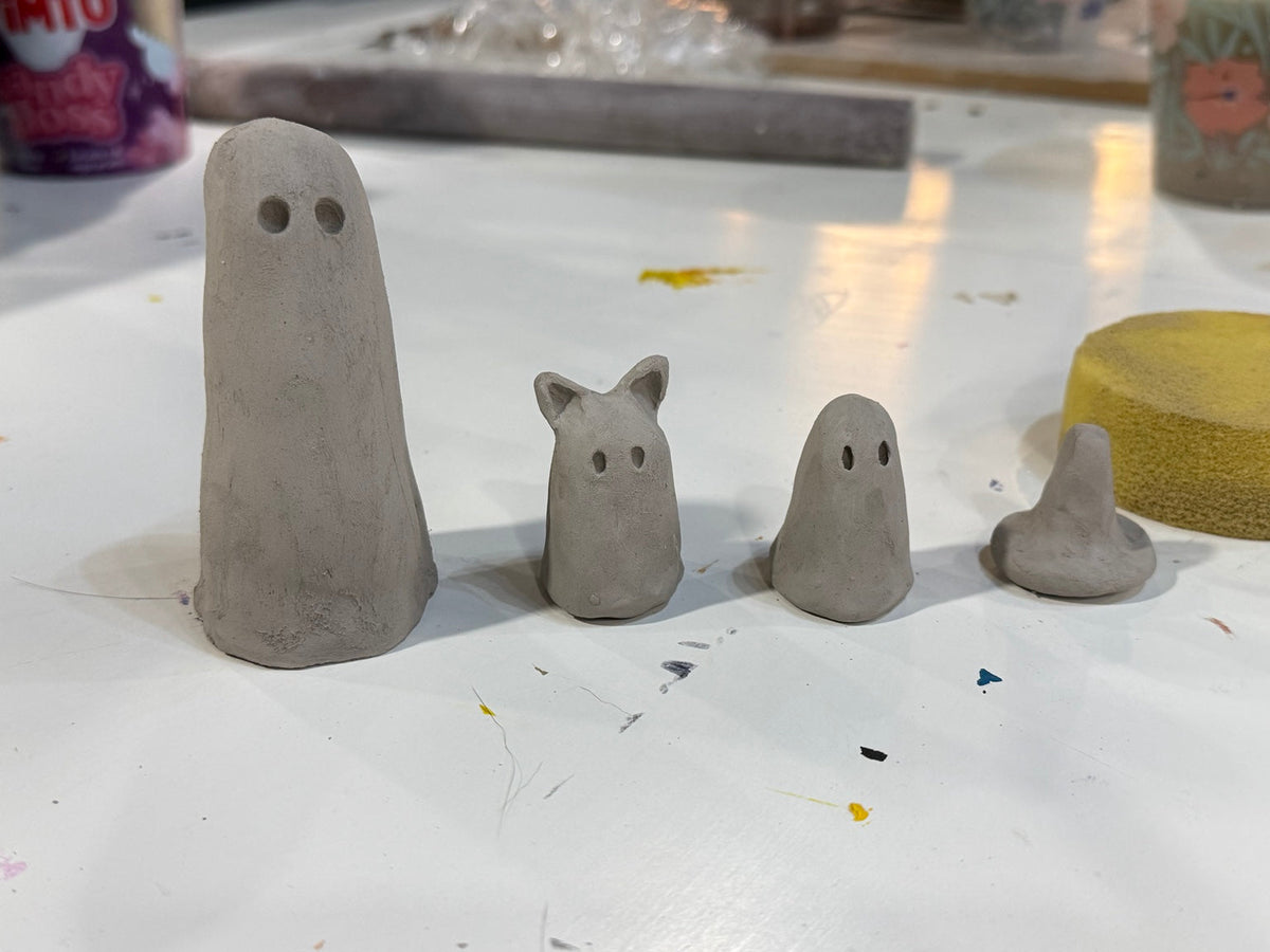 Air-dry clay ghosts before painting